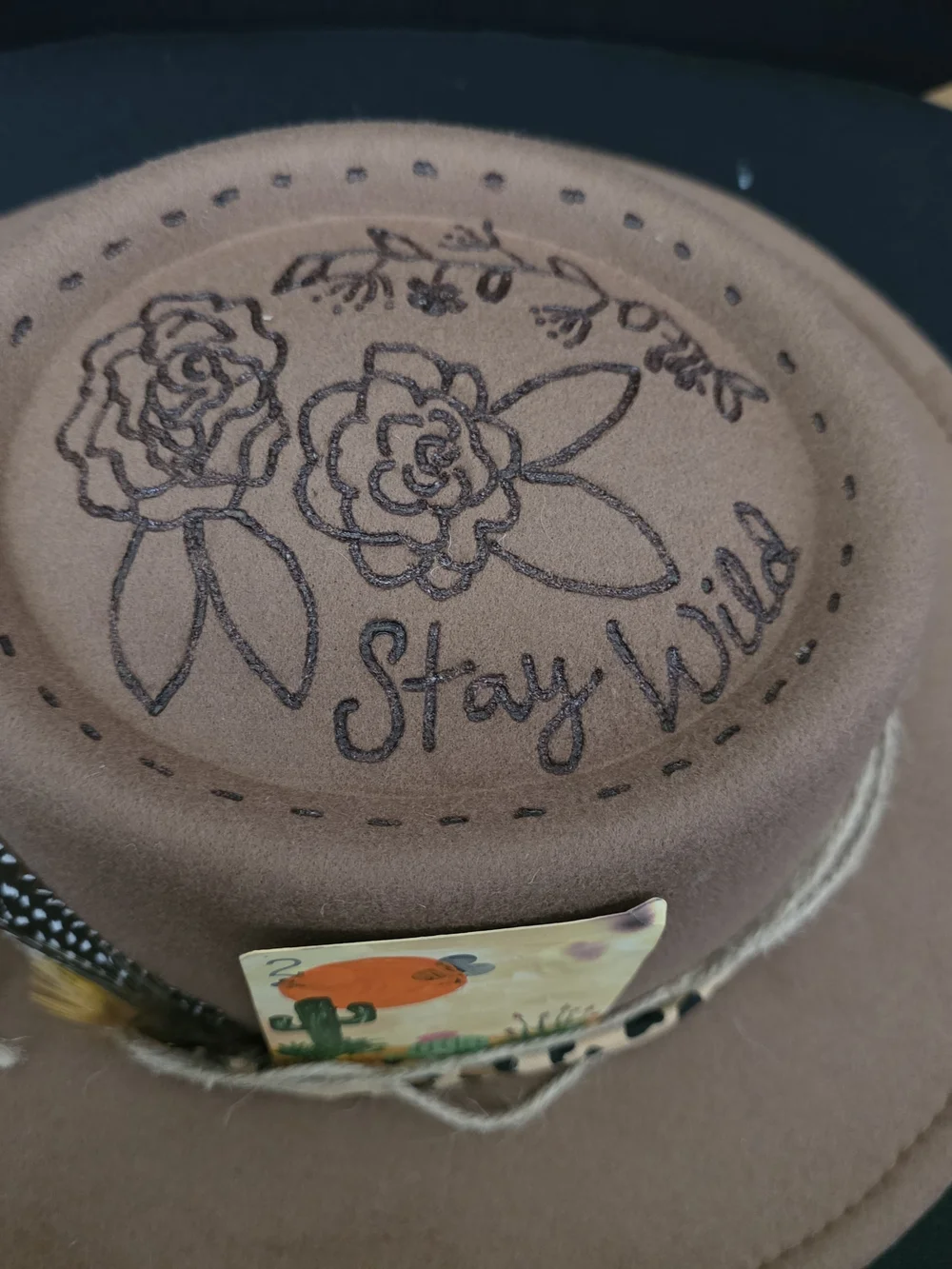 Handmade Western Desert Charm Hat in Brown